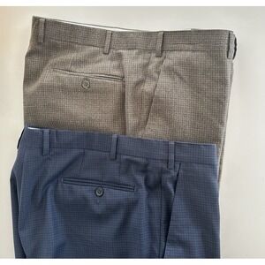 Santorelli Romeo Dress Pants 40x31 Lot of 2 Brown/Blue 100% Wool Italy